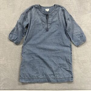 Loft Outlet Lounge Shirt Dress Women's Medium Chambray Peasant Prairie Blue